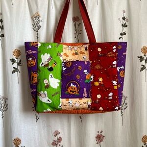 Peanut Charlie Brown Snoopy Colorful Patchwork Tote Bag